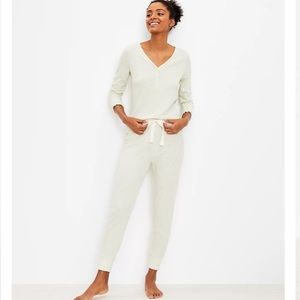 NWT LOFT Women's Flecked Waffle Pajama Top and Jogger SET